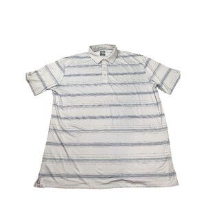 Callaway Men's Opti-Dri Polo Shirt XL White & Light Blue Striped Elastane